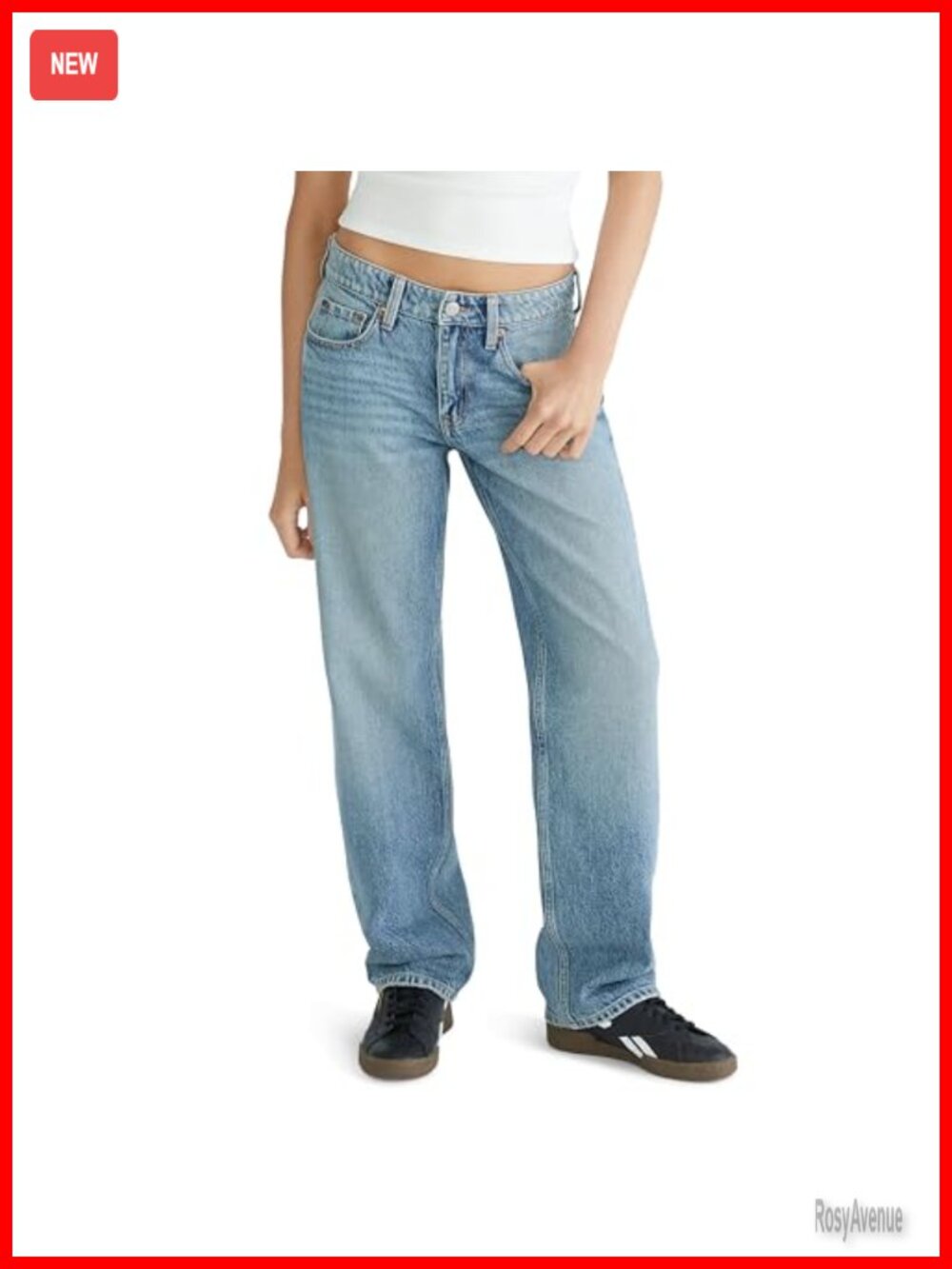 Low-Rise Baggy Straight Leg Jeans Recycled Cotton Rigid Denim